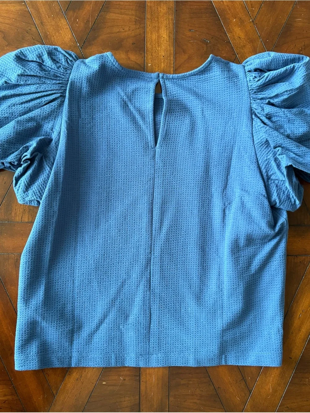 Boden Blue Puff Sleeve Textured Top